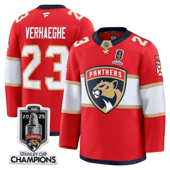 Mens Carter Verhaeghe 2025 Stanley Cup CH Jersey Red Stitched